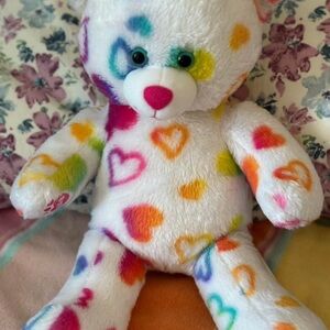 Build a Bear Colorful Heart Pattern Teddy Bear